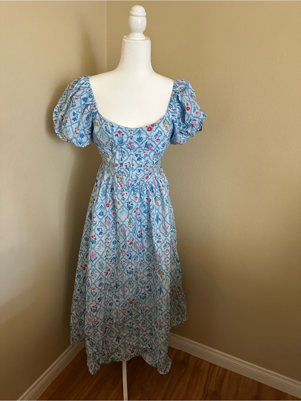 🌸 NWT Moon River Floral Puff Sleeve Midi Dress Size M 🌺
